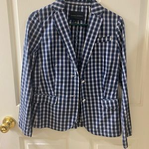 Banana Republic Women's Blue & White Plaid Blazer Jacket- Size S